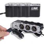 3 in 1 Car Socket With USB Port 